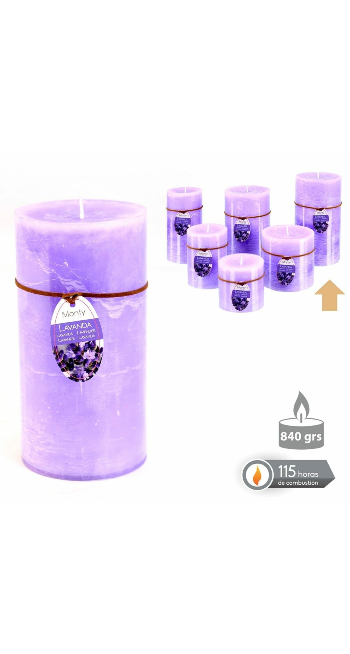VELA CILÍNDRICA WITH PERFUME LAVENDER 8,70 X 17 CM
