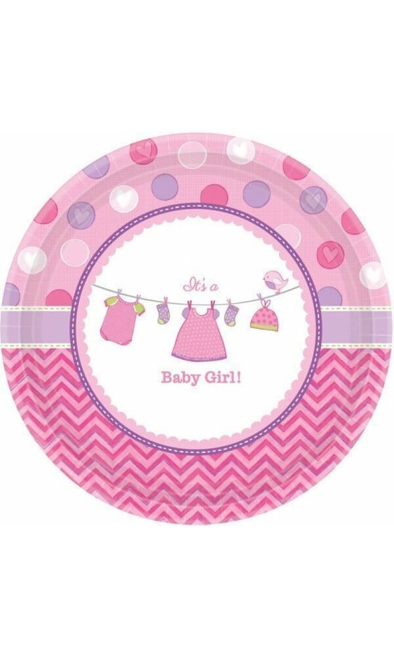 It's A Girl Baby Shower With Love Letter Paper Plates 26.7cm - 8pk
