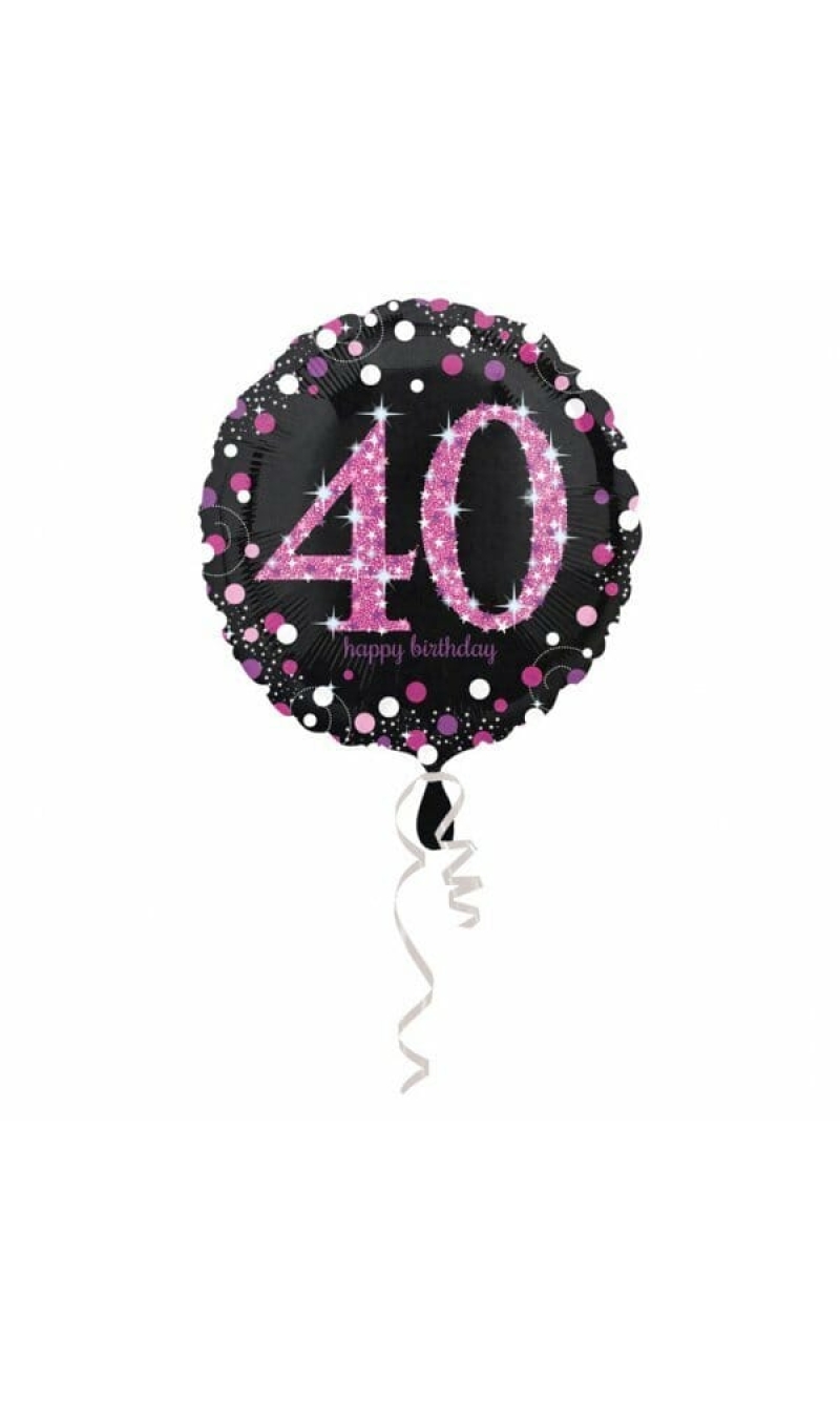 40 Happy Birthday Pink Foil Balloon 18'' - 45cm