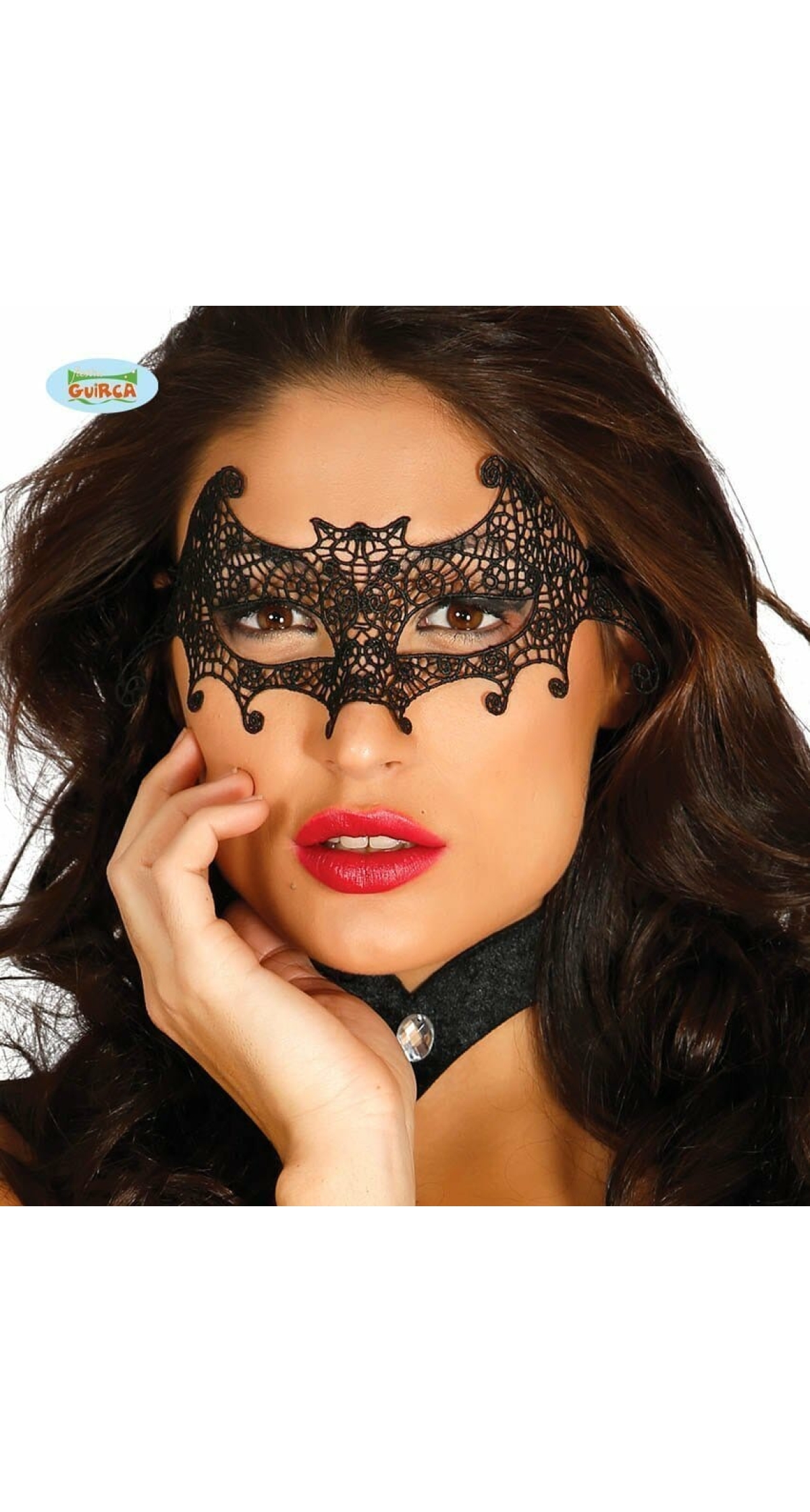 Venetian Bat Embroidered Black Mask