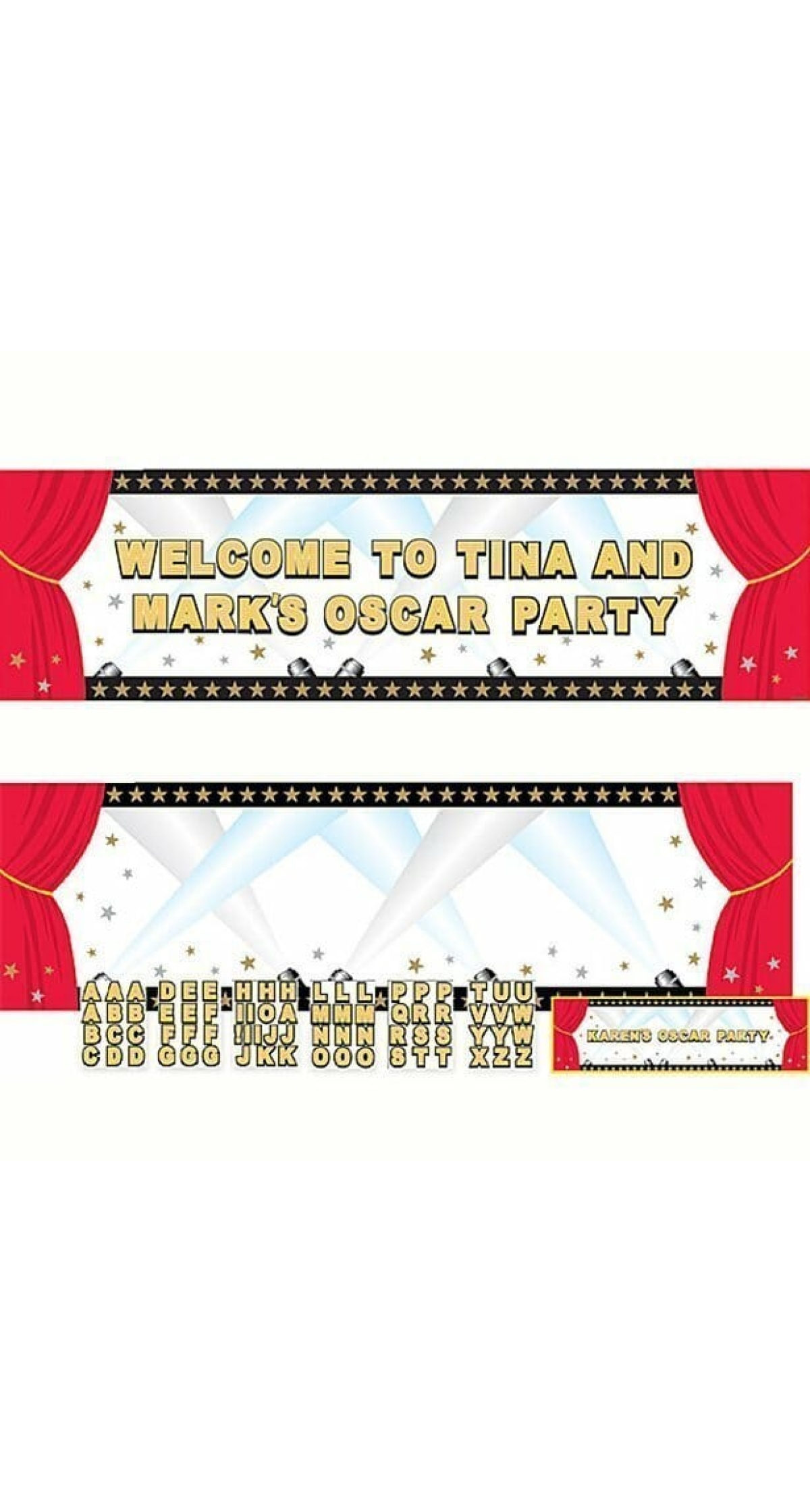 Hollywood Personalized Giant Sign Banner Kit 65" x 20" (165.1cm x 50.8cm) - 120pcs