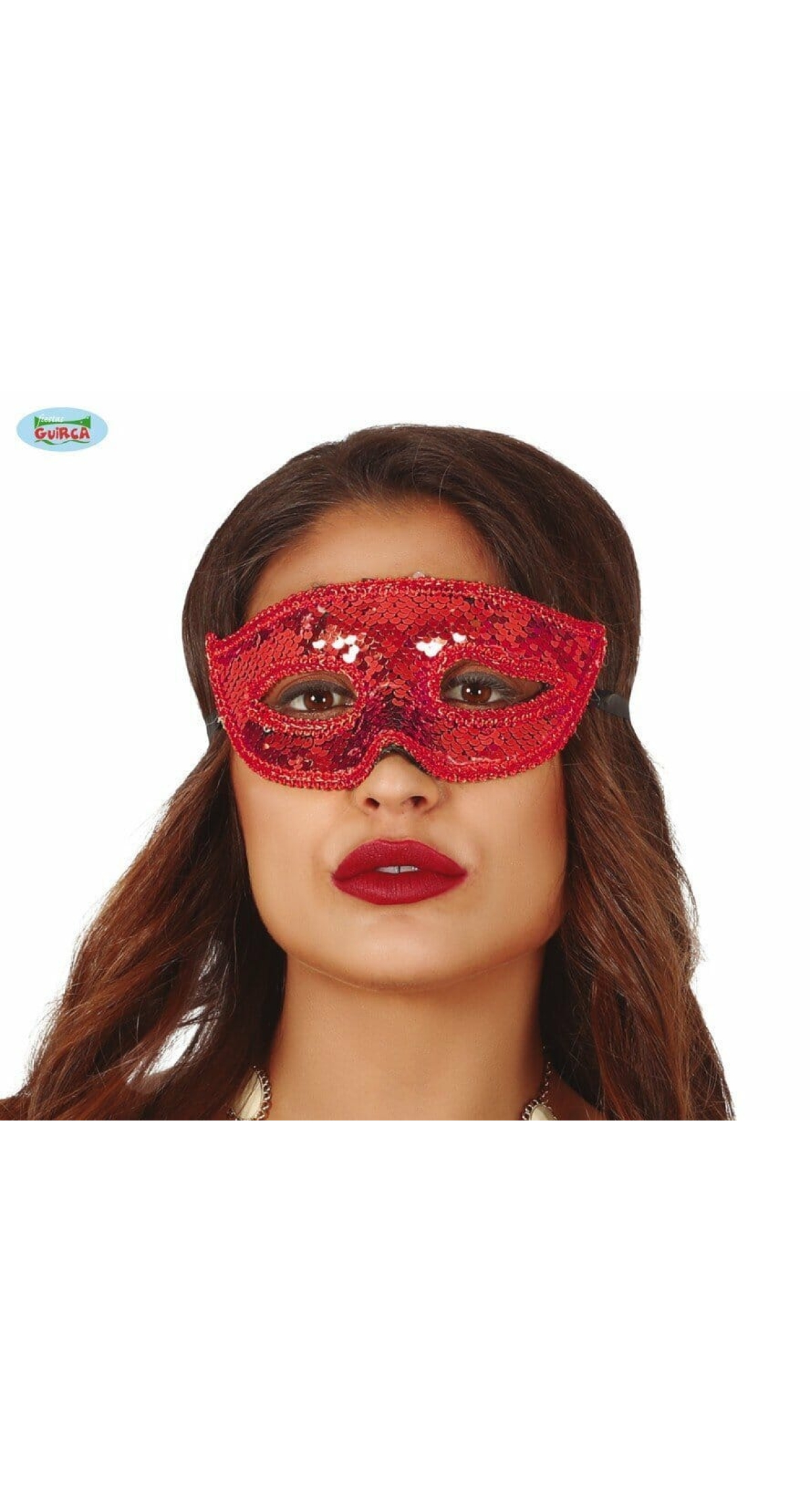 Venetian Red Sequin Mask - Adult One Size