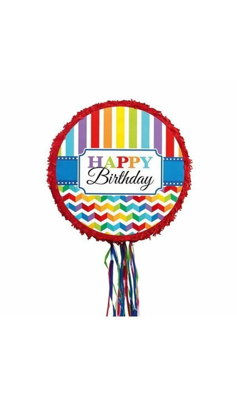 Happy Birthday Rainbow Pull Pinata - 45cm x 45cm x 8.2cm