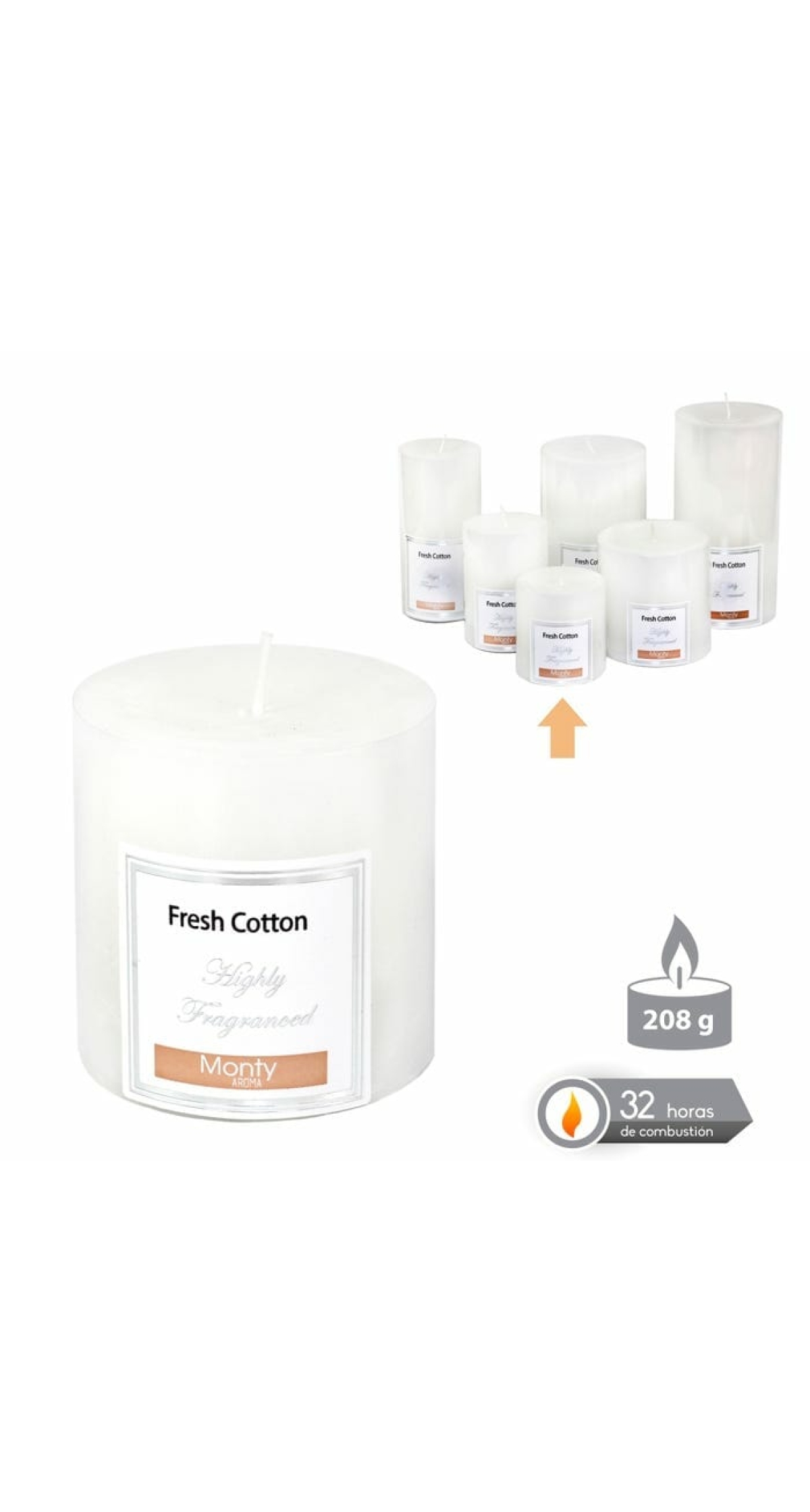 CYLINDRICAL CANDLE WITH PERFUME WHITE 7 X 7 CM