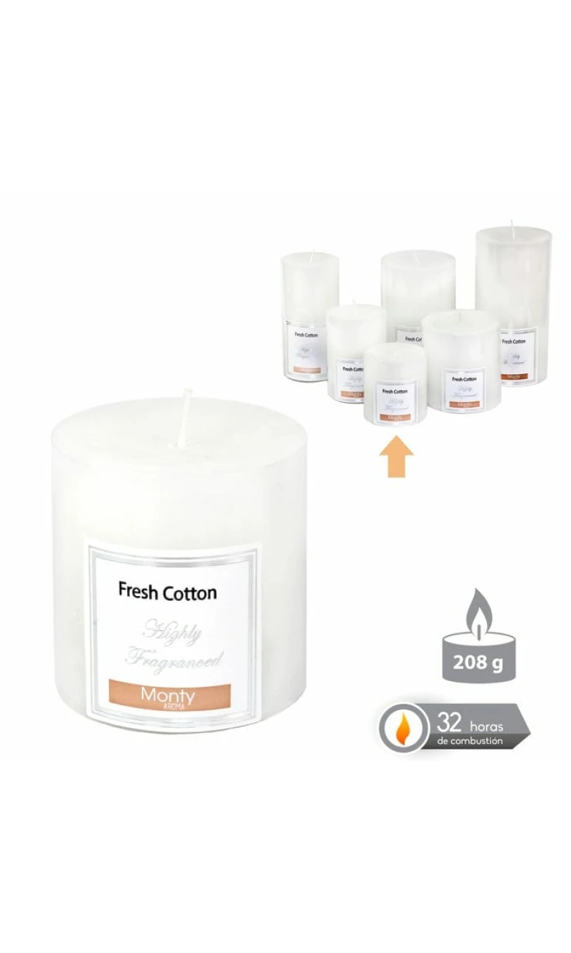 CYLINDRICAL CANDLE WITH PERFUME WHITE 7 X 7 CM
