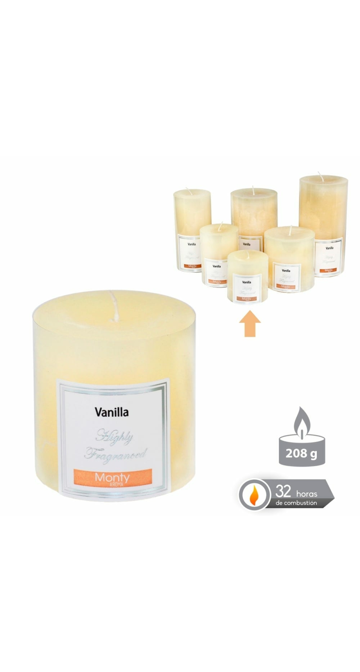 CYLINDRICAL CANDLE WITH PERFUME CREAM 7 X 7 CM