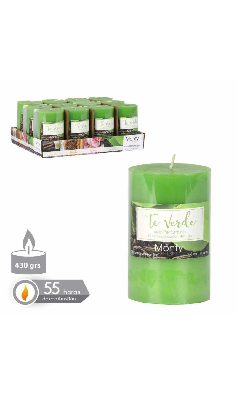 CYLINDRICAL CANDLE WITH PERFUME GREEN 7,50 X 12 CM