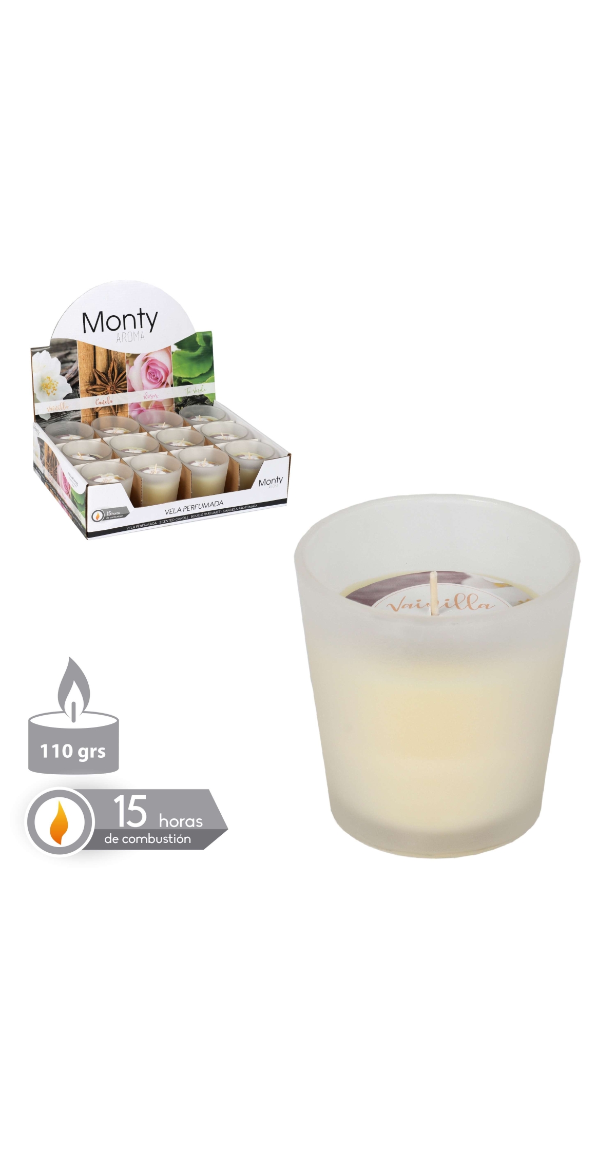 GLASS JAR CANDLE WITH PERFUME IVORY 7,50 X 7,50 CM