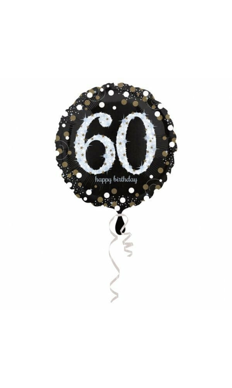60 Happy Birthday Black Foil Balloon 18'' - 45cm