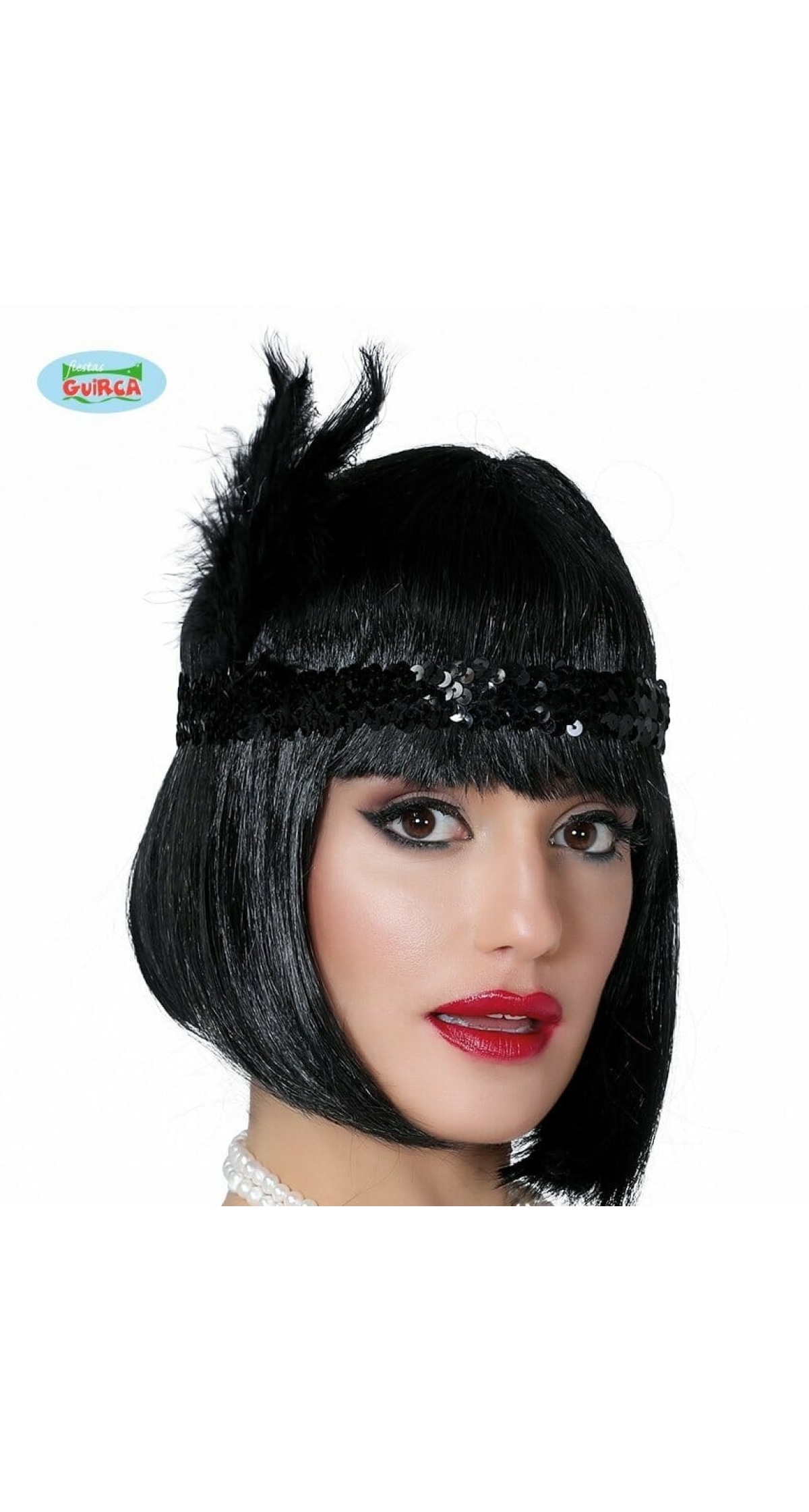 Charleston Black Headband with Feathers