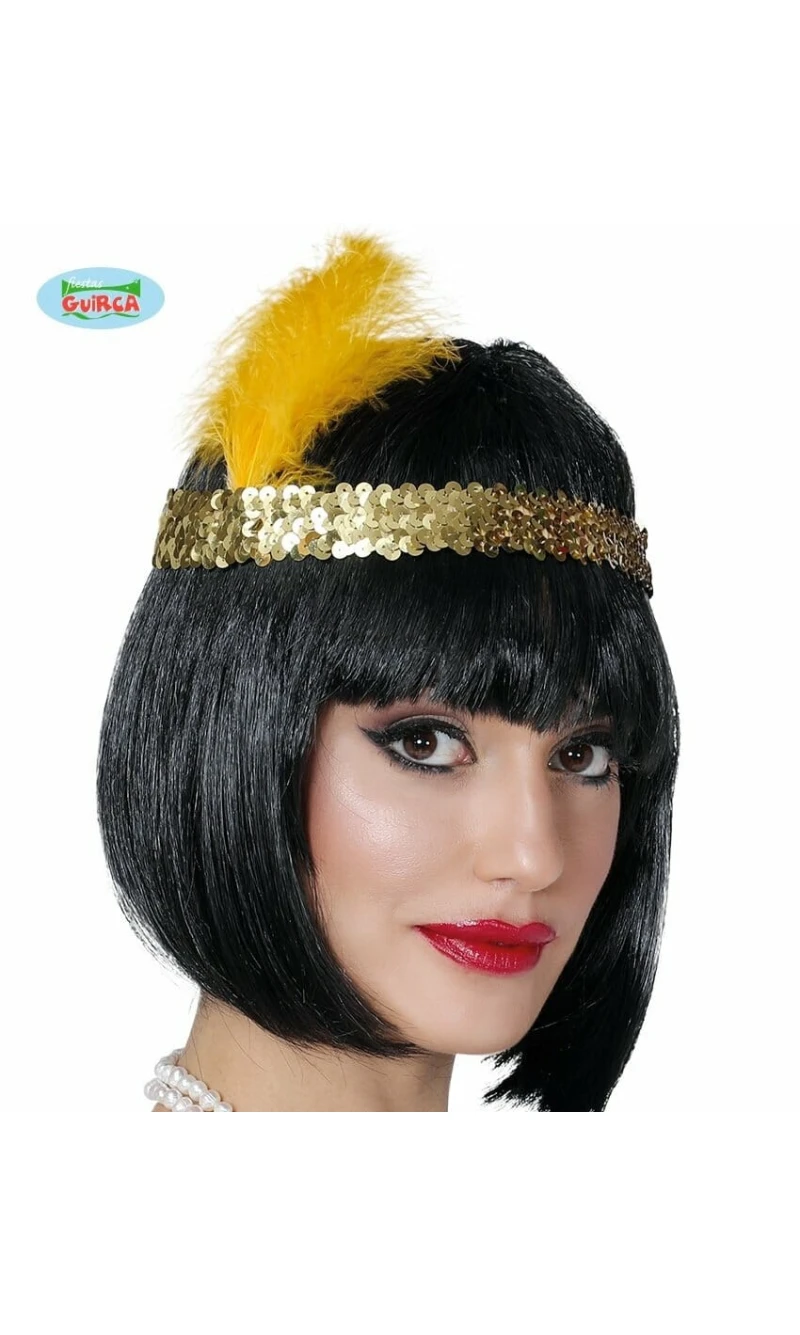 Charleston Gold Headband with Feathers