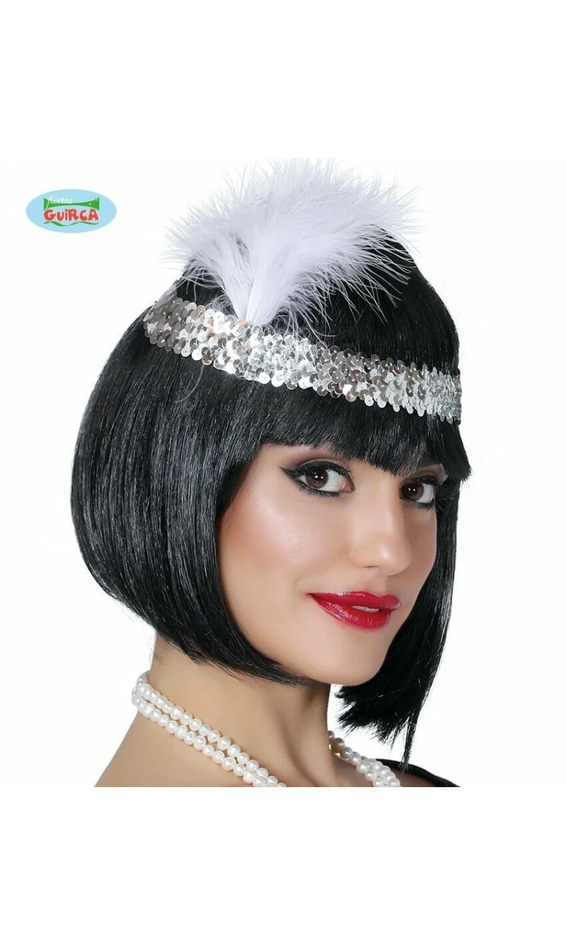 Charleston Silver Headband with Feathers