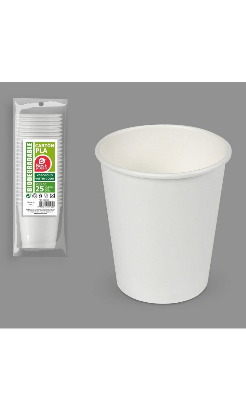 Paper Cups 200ml White - 25pk