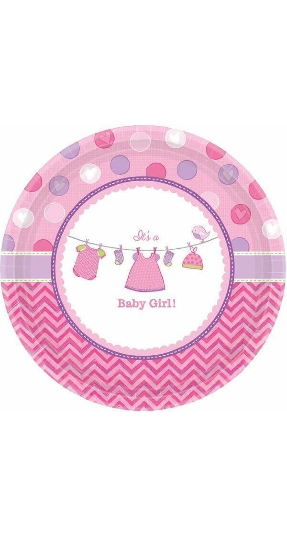It's A Girl Baby Shower With Love Paper Plates 17.8cm - 8pk
