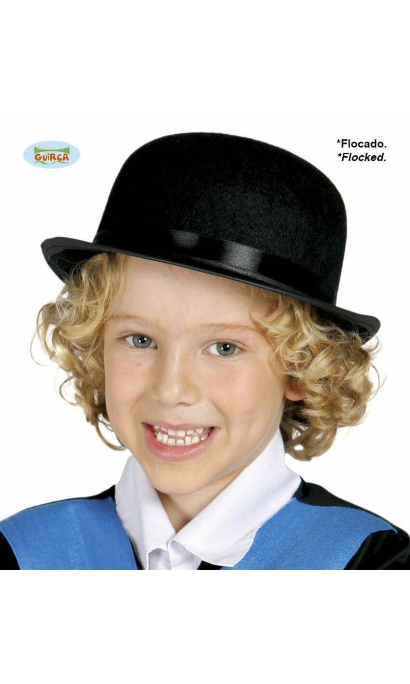 Black Felt Bowler Hat - Child One Size