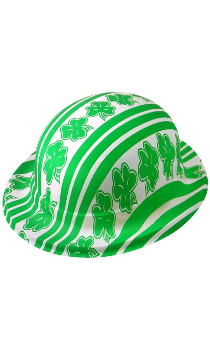 St Patrick's Day Plastic Shamrock Bowler Hat - 1pk