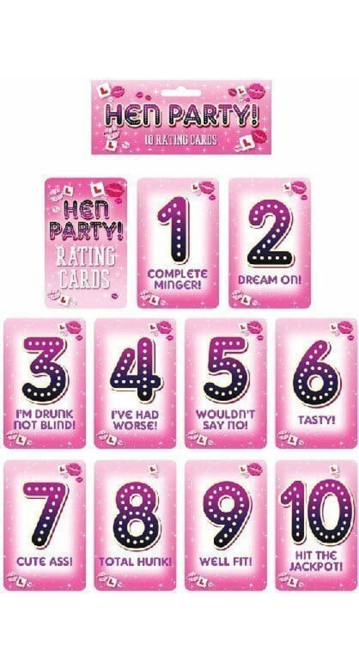 Hen Night Male Rating Card Game - 10pk