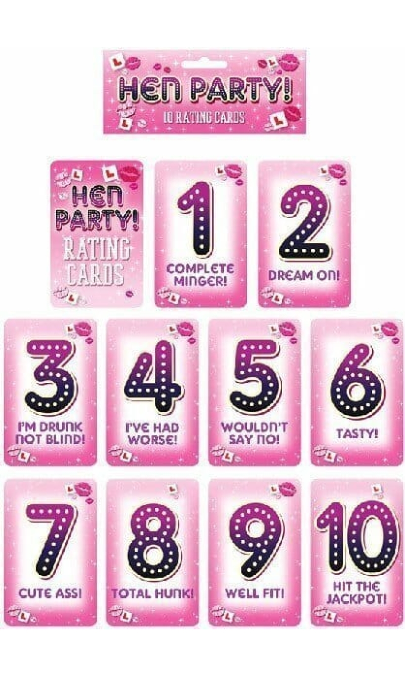 Hen Night Male Rating Card Game - 10pk