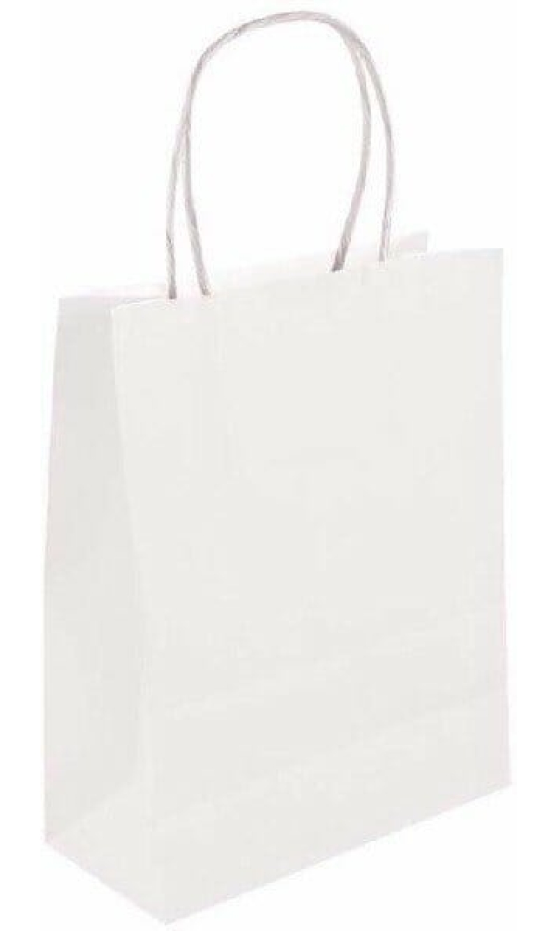 Party Paper Bag With Handles White - 14x21x7cm