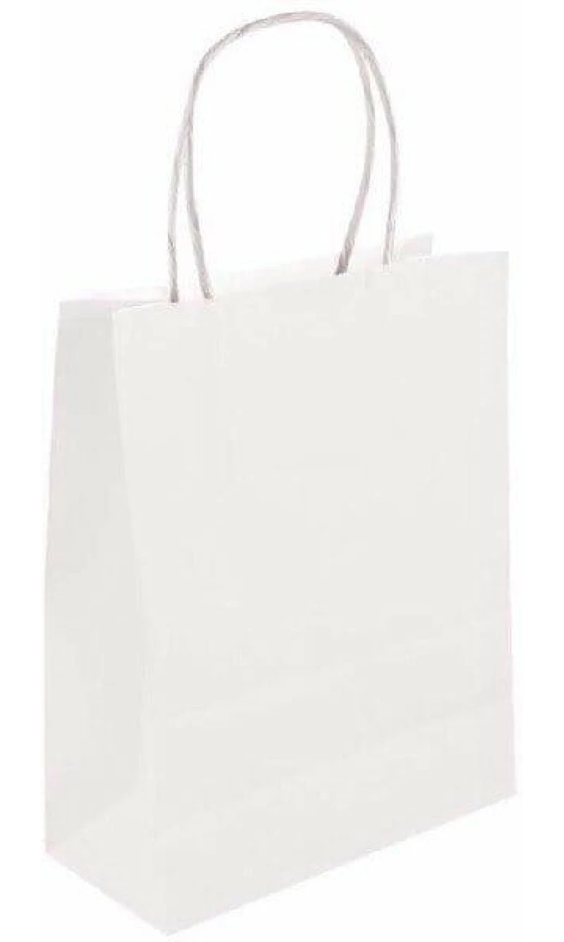 Party Paper Bag With Handles White - 14x21x7cm