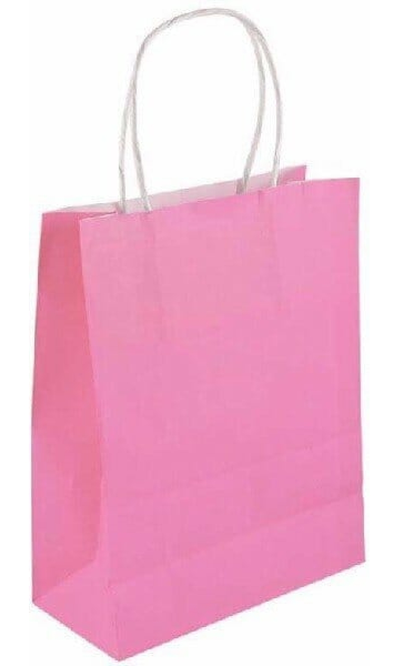 Party Paper Bag With Handles Baby Pink - 14x21x7cm