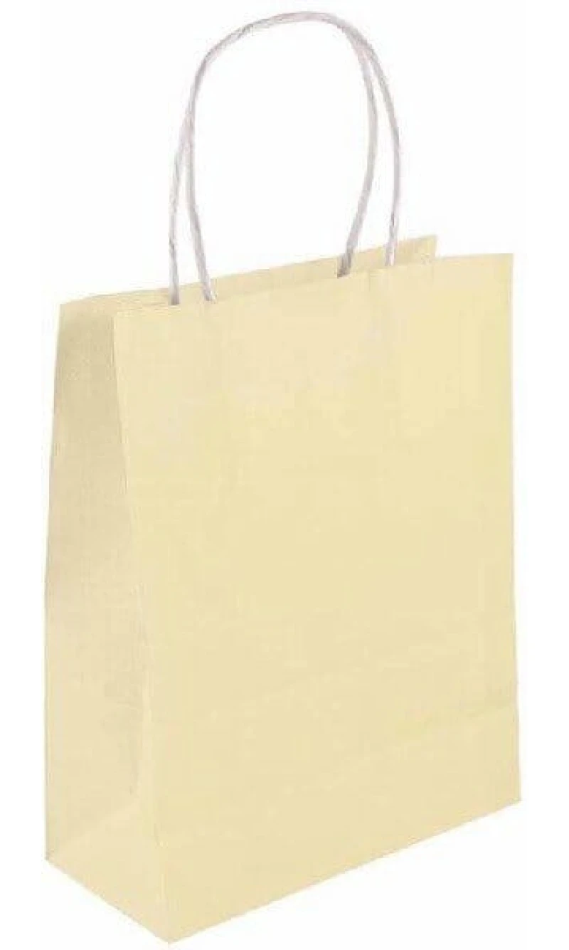 Party Paper Bag With Handles Ivory - 21x14x7cm