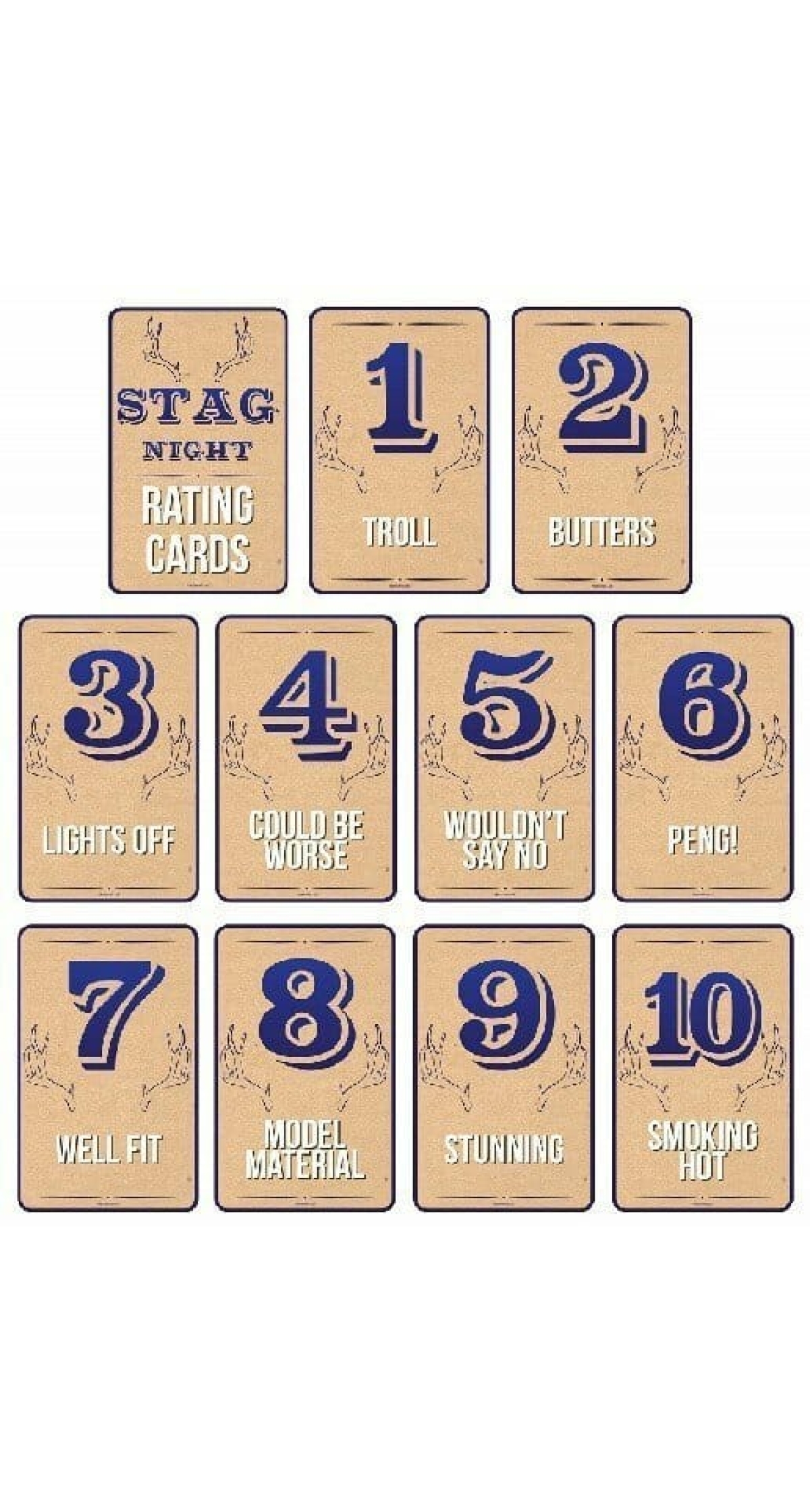 Stag Night - 10 Rating Cards