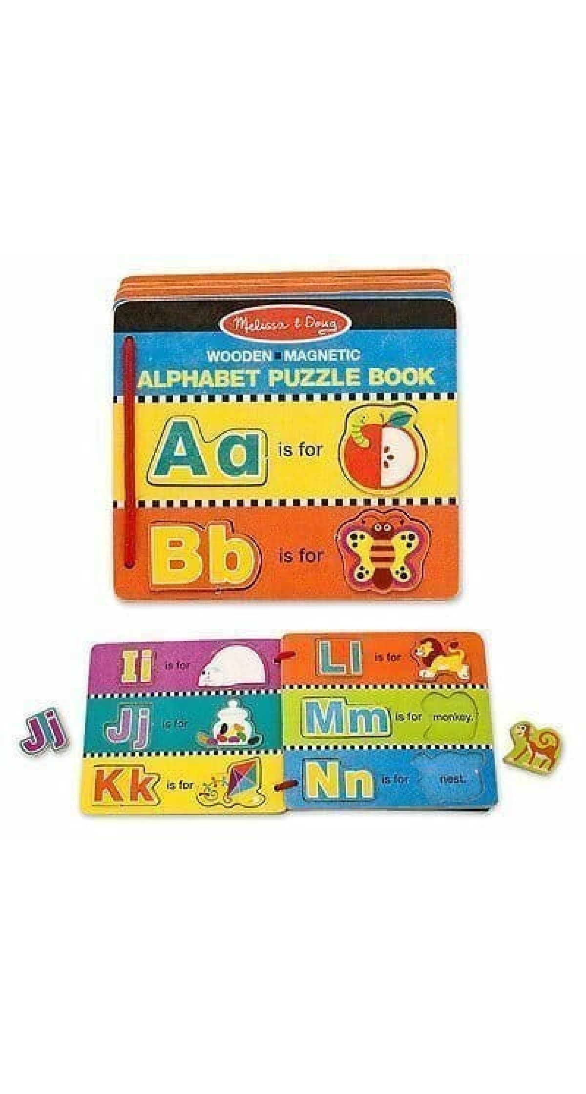 Melissa & Doug Wooden Magnetic Alphabet Puzzle Book - 52pc