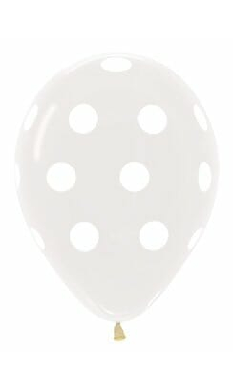 Crystal - Clear with White Polka Dots 12" Balloon