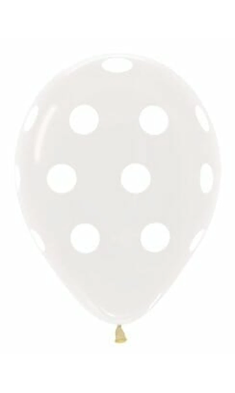 Crystal - Clear with White Polka Dots 12" Balloon