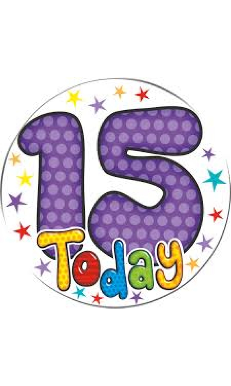 Jumbo Badge - 15 Today (TEF) Purple - 15cm