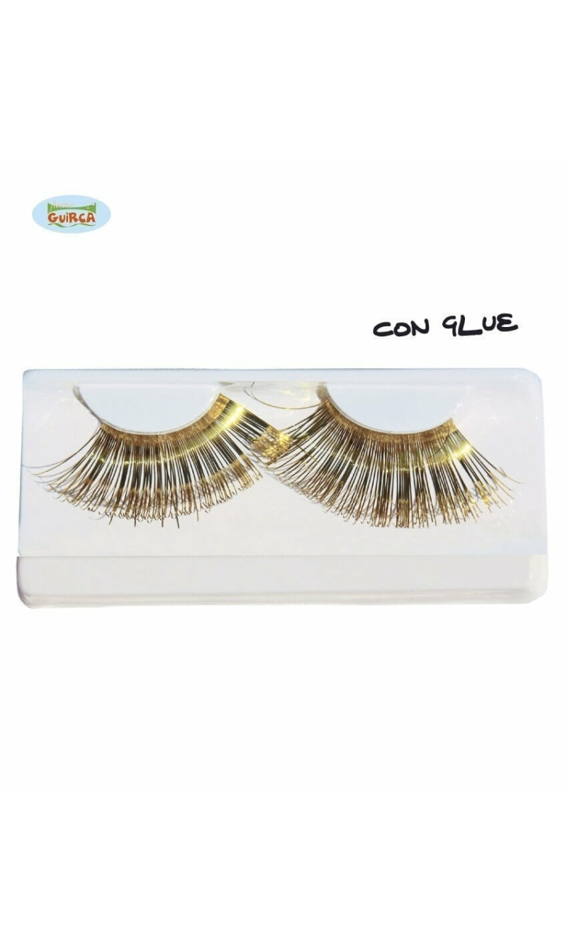 Gold Long Eyelashes with Glue