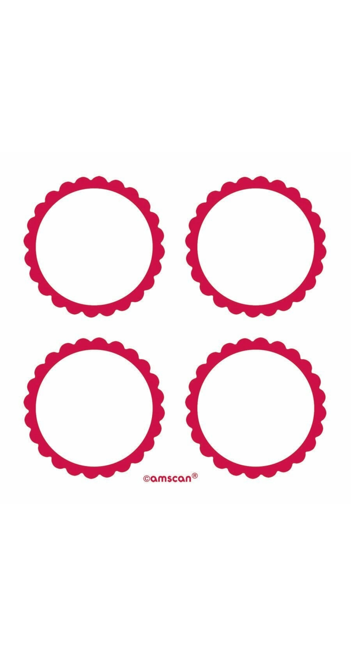 Apple Red Candy Buffet Scalloped Labels 5cm – 20pk