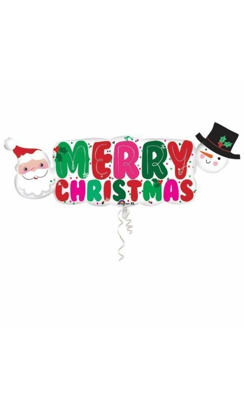 Super Shape Santa & Snowman Foil Balloon 41'' x 16'' (104m x 40cm)