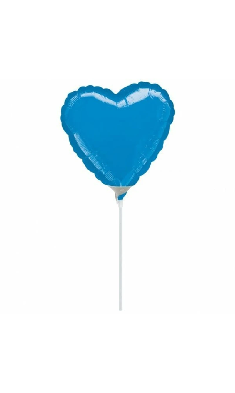 Metallic Blue Heart Foil Balloon 4" (10cm)