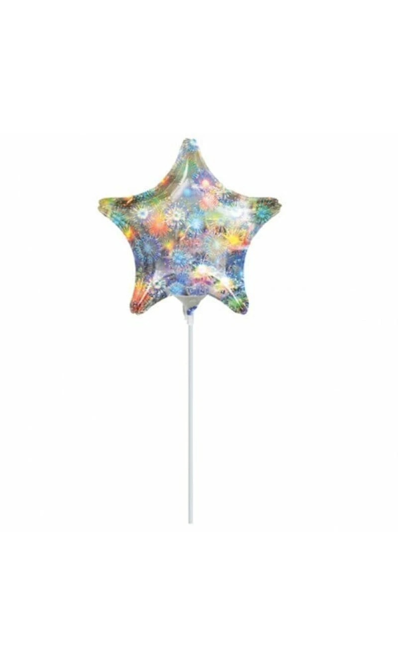 Holographic Fireworks Star Foil Balloon 9" (23cm)