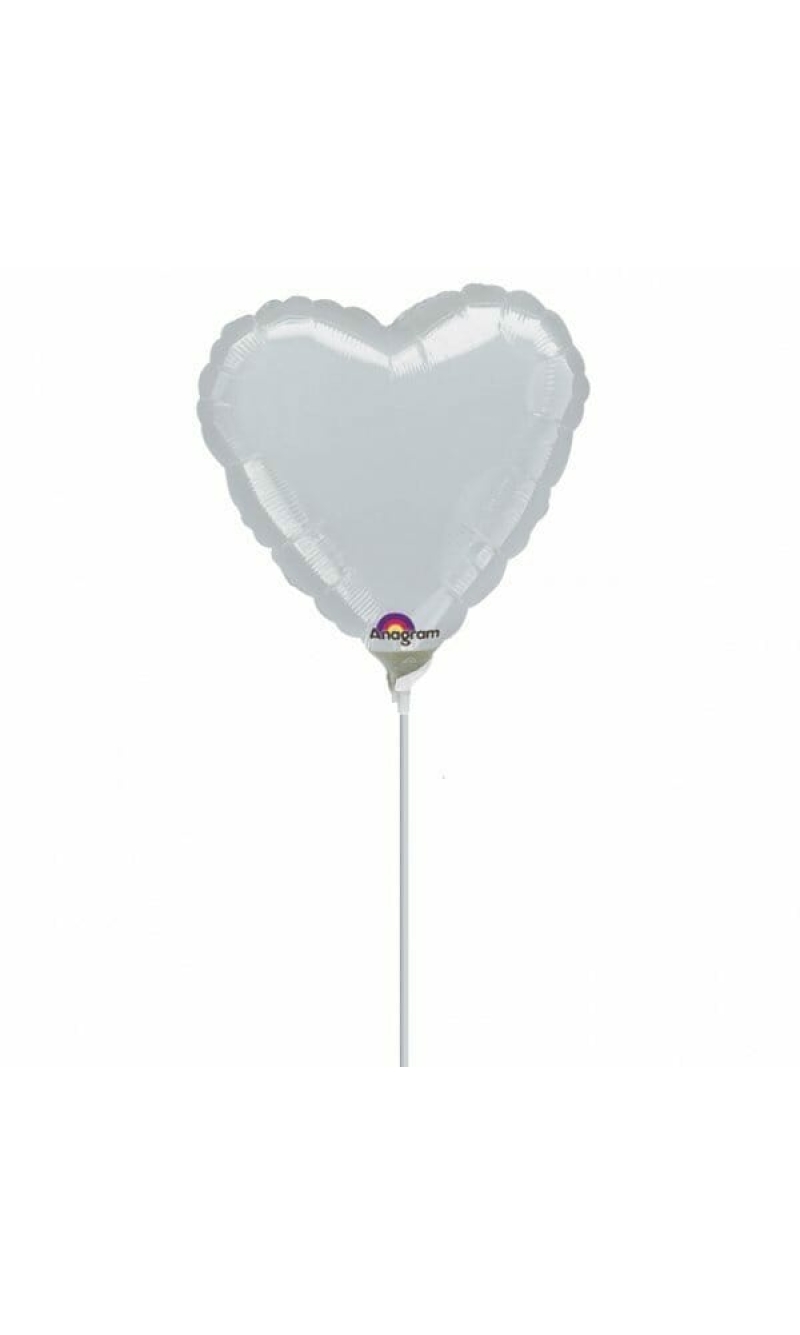 Metallic Silver Heart Foil Balloon 4" (10cm)
