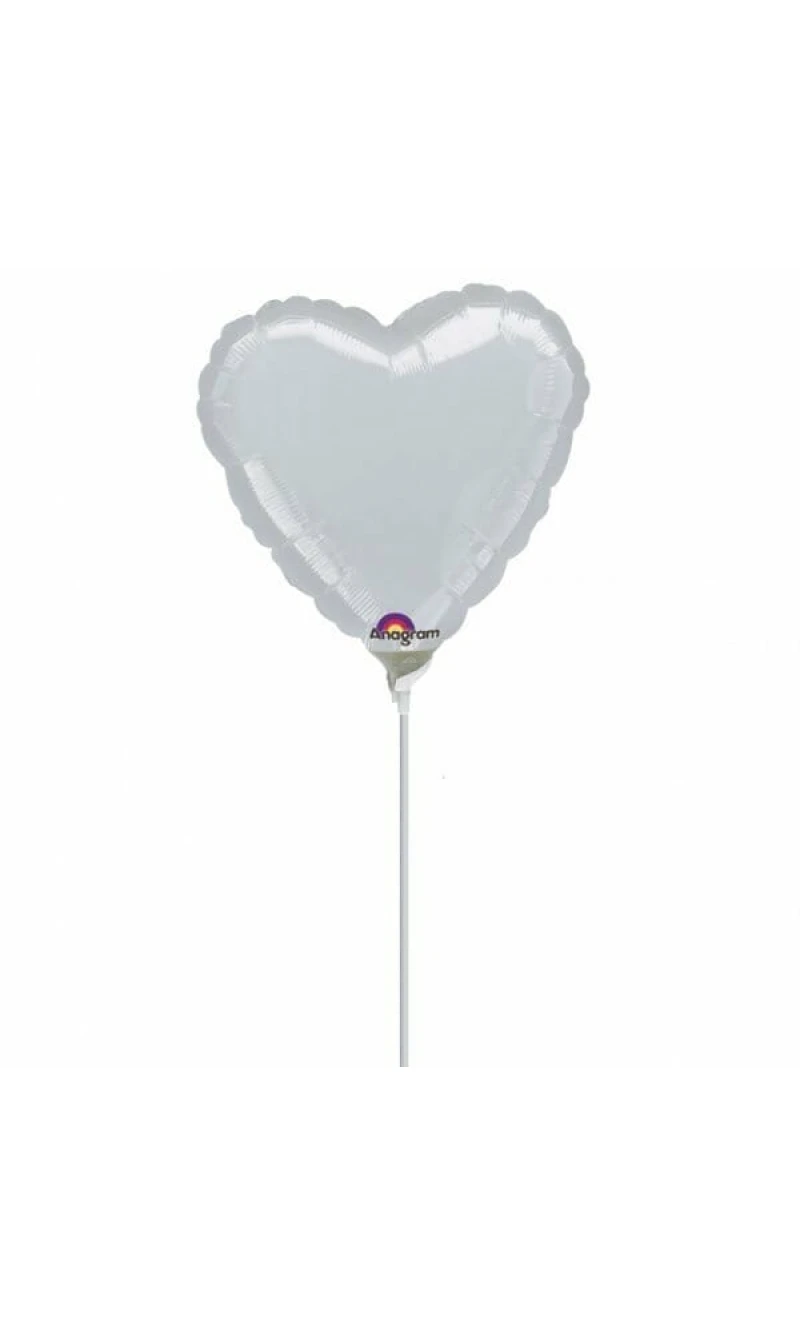 Metallic Silver Heart Foil Balloon 9" (23cm)