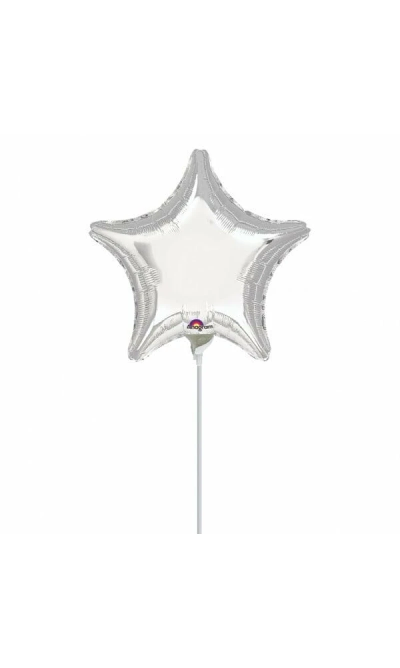 Metallic Silver Star Foil Balloons 9" (23cm)