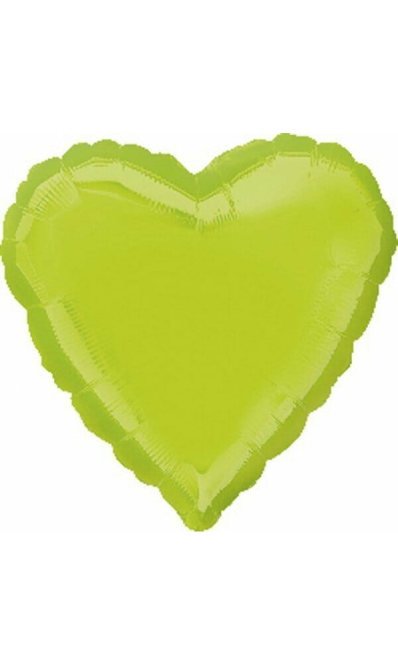 Metallic Kiwi Green Heart Foil Balloon 18"