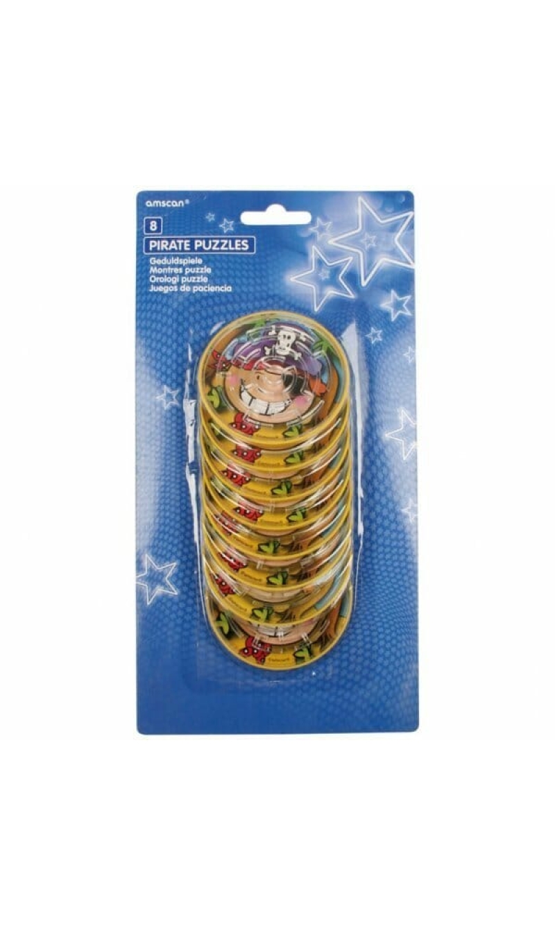 Pirate Favour Maze Puzzles 7cm - 8pk