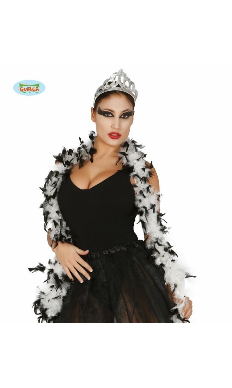 Boa With Black & White Feather (40 Grams) - 1.80m