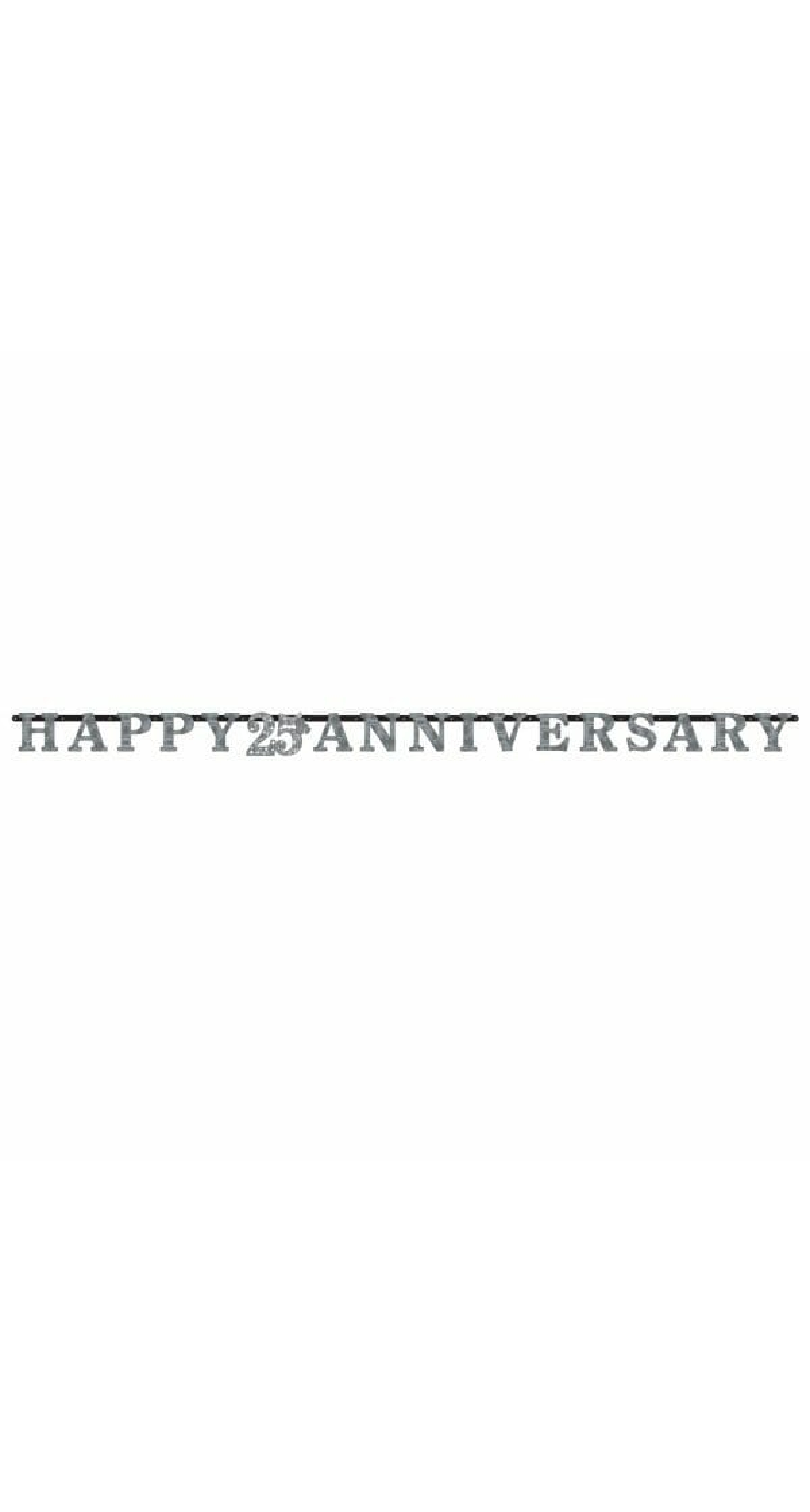 Silver 25th Anniversary Letter Banner 3m (10Ft) - 1pk