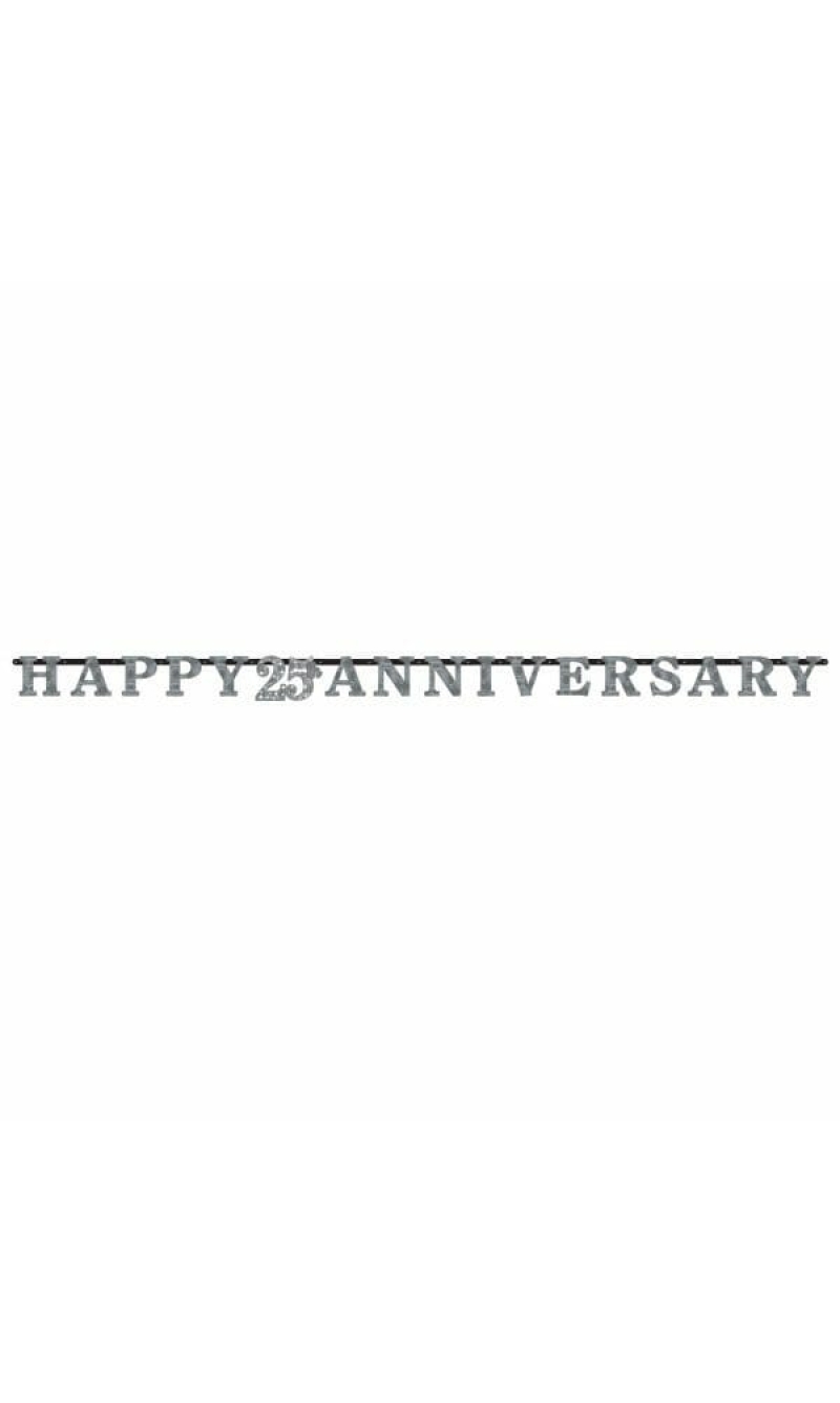 Silver 25th Anniversary Letter Banner 3m (10Ft) - 1pk