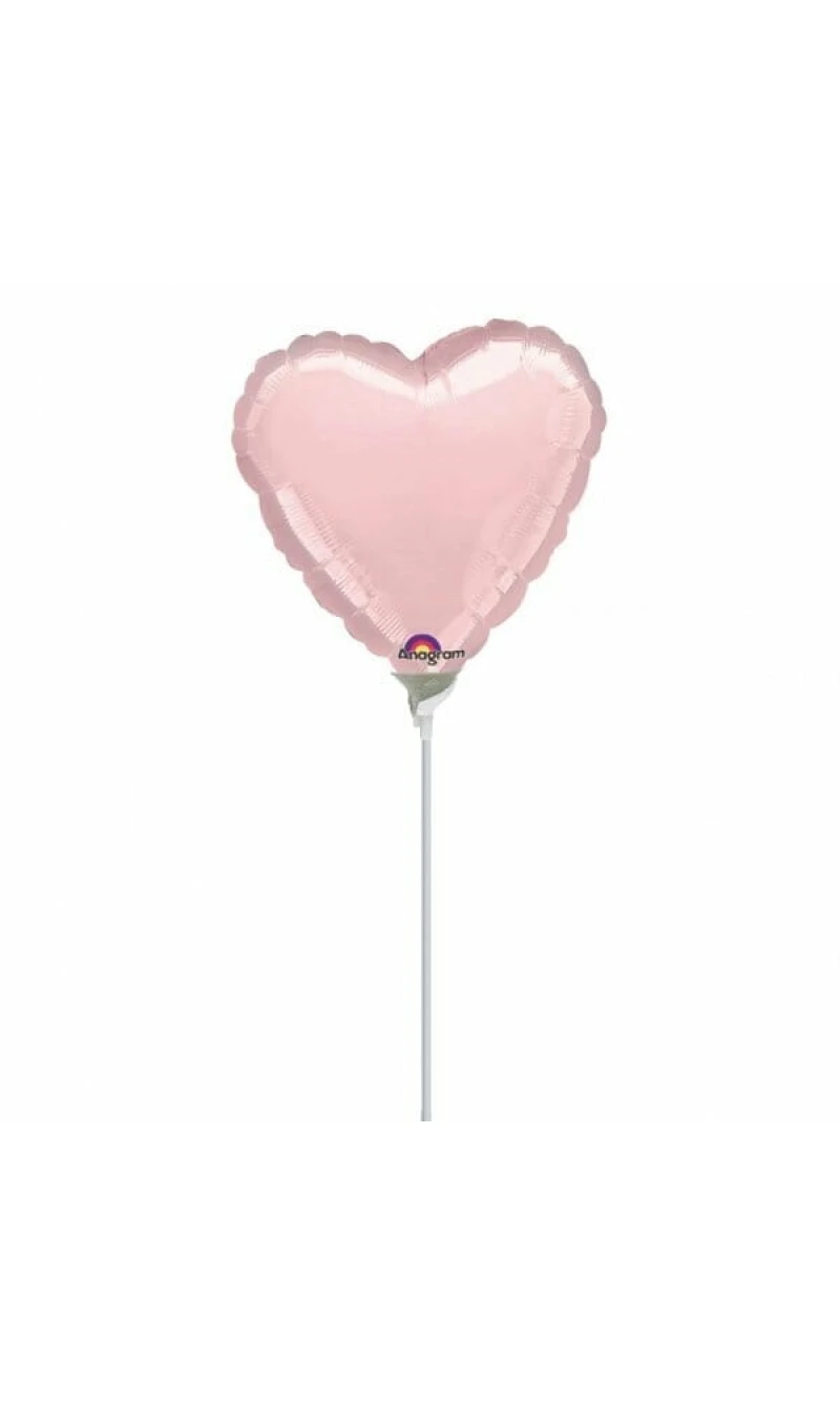Metallic Pearl Pastel Pink Heart Foil Balloon  9" (23cm)