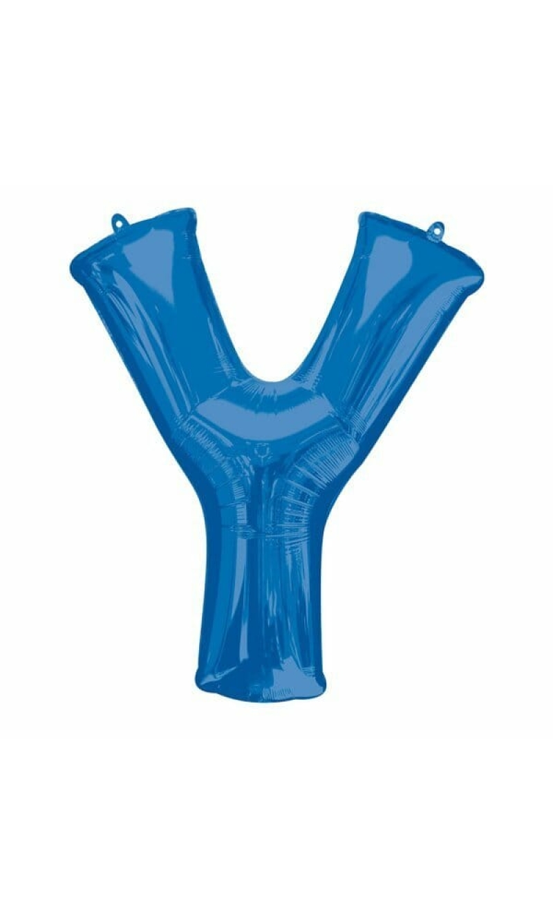 Blue Letter " Y " Foil Balloon 34''