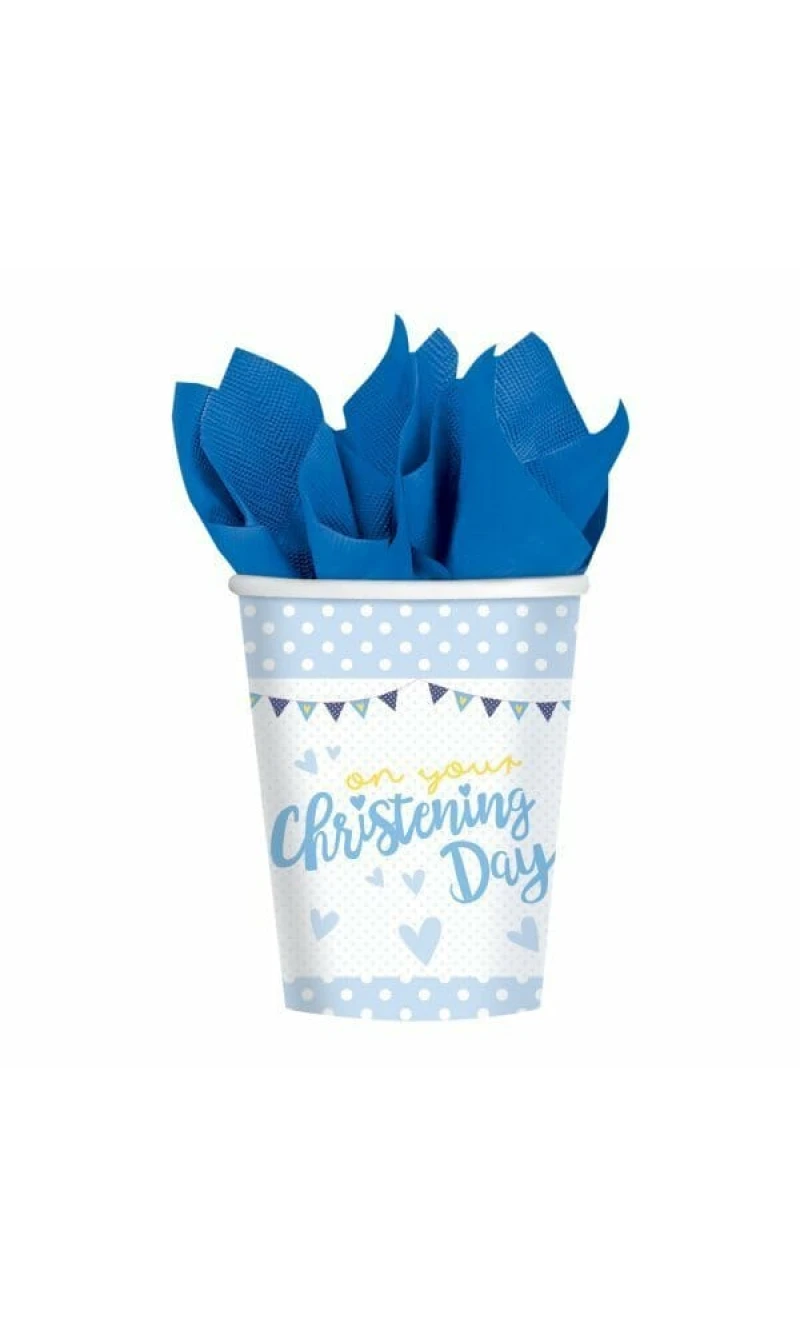 Baby Christening Day Blue Cups 266ml - 8pk