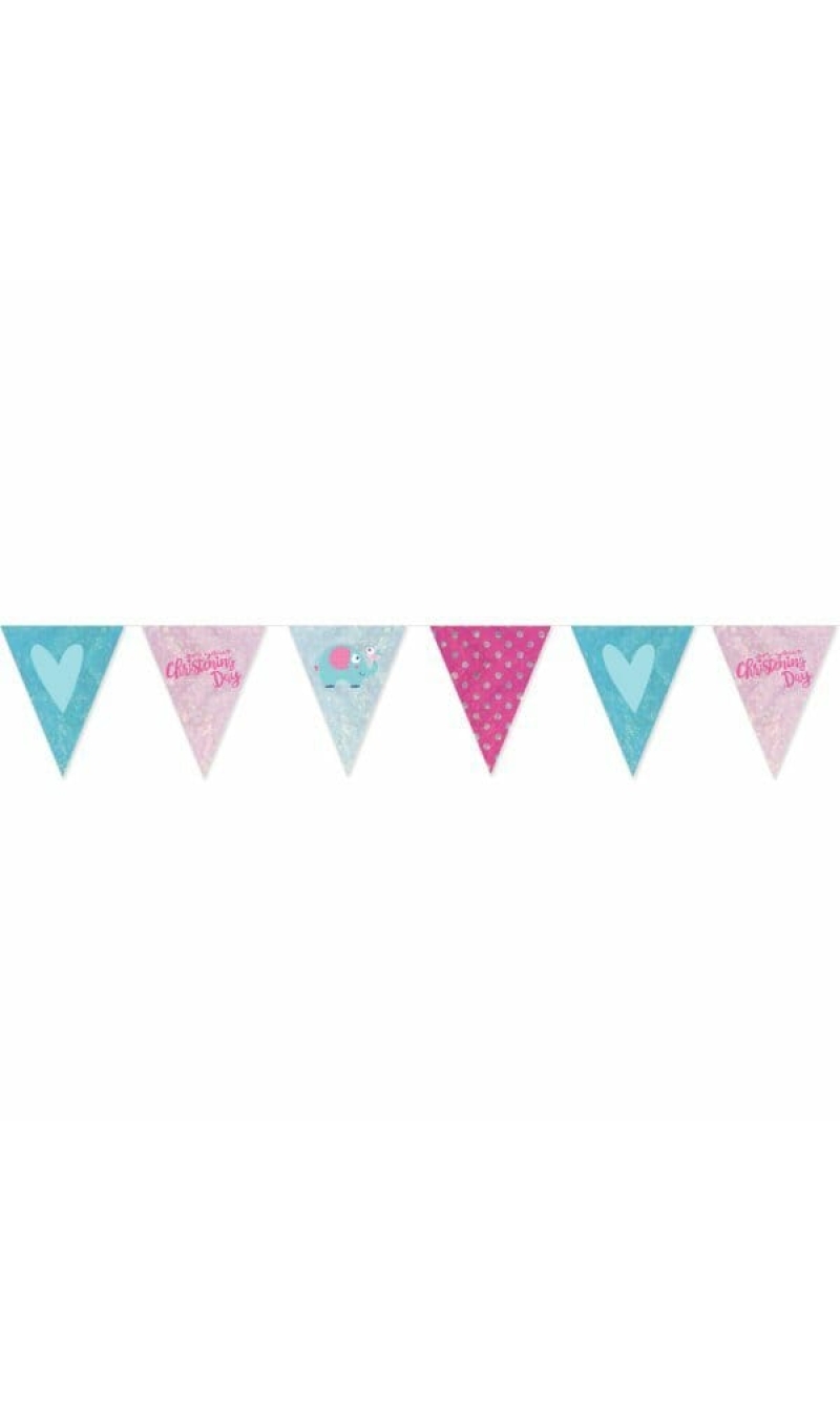 Baby Christening Day Pink Bunting 396cm