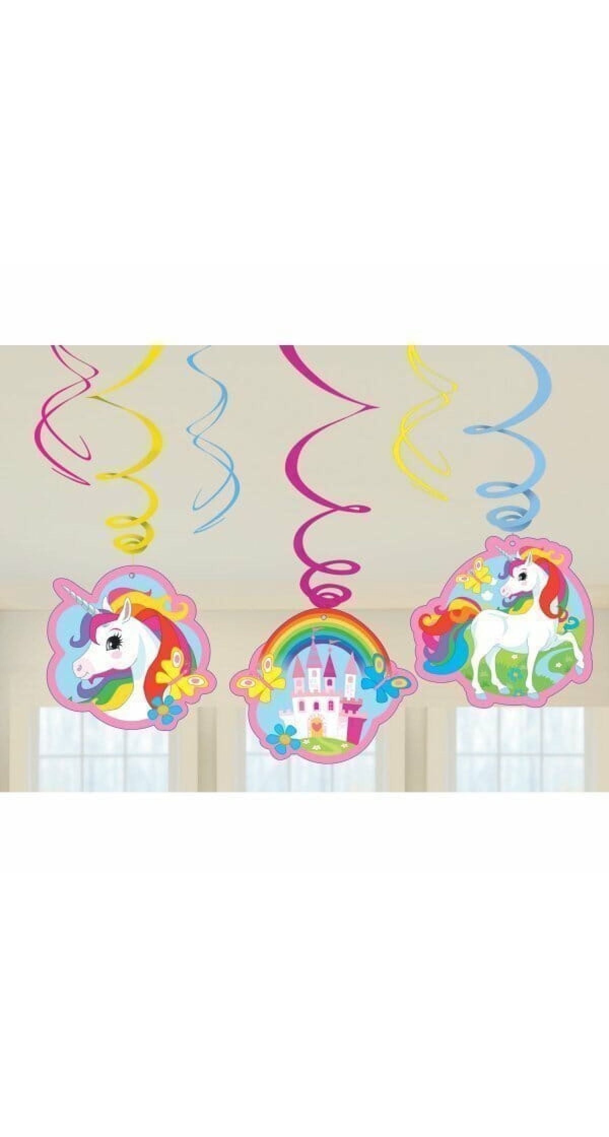 Unicorn Hanging Swirls Decorations 80cm Height - 6pk