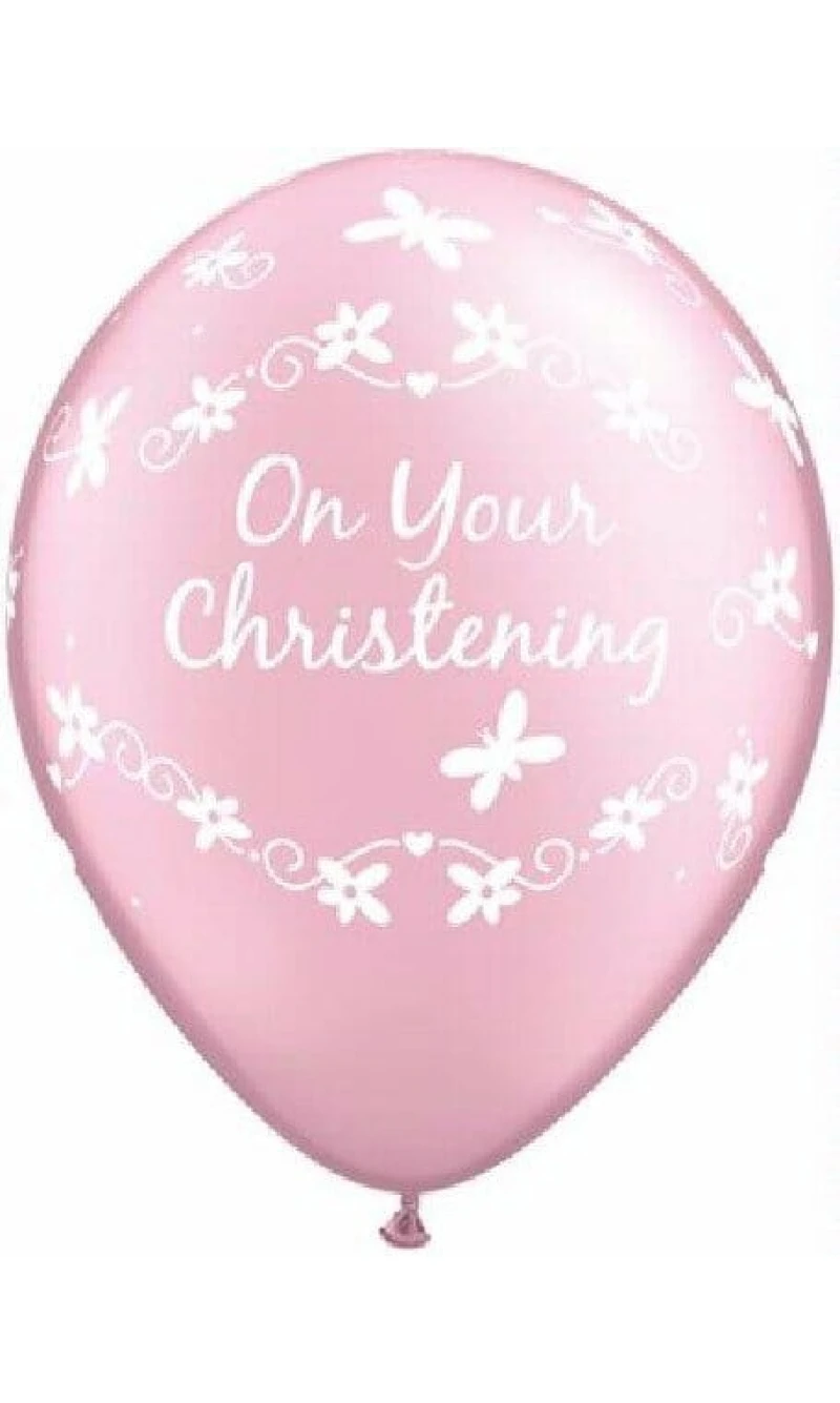 On Your Christening Pink Latex Balloon - 11 Inch